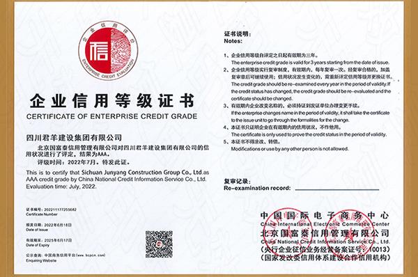 企业信用品级证书